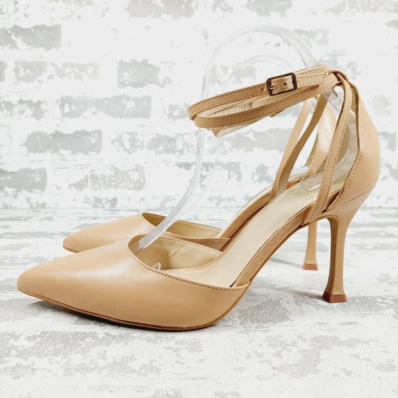 New Vince Camuto Ketrinda Nude Leather Ankle Strap Pump W1008 - Picture 1 of 13